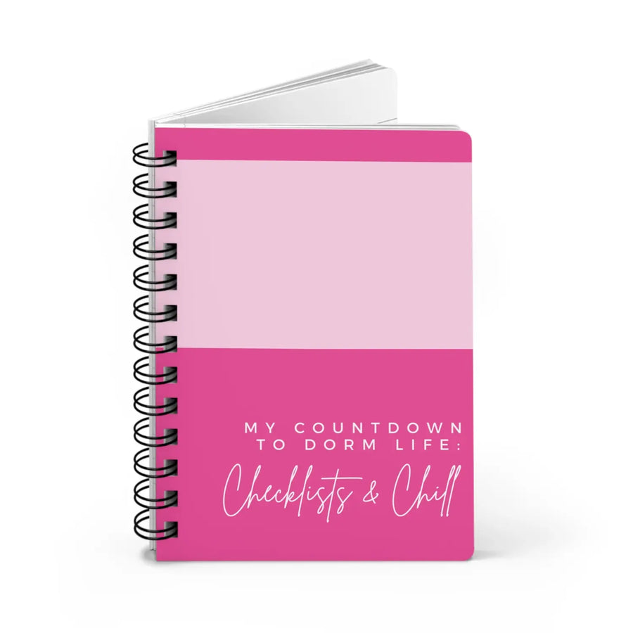 Pink Spiral Bound Journal - Countdown to Dorm Life - Checklists & Chill - One Size - Paper products