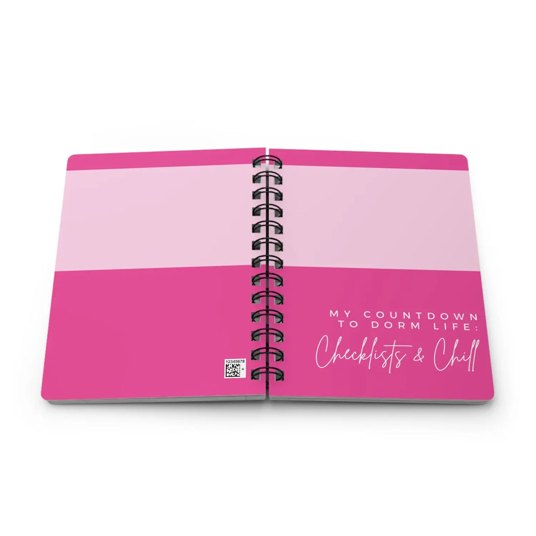 Pink Spiral Bound Journal - Countdown to Dorm Life - Checklists & Chill - One Size - Paper products