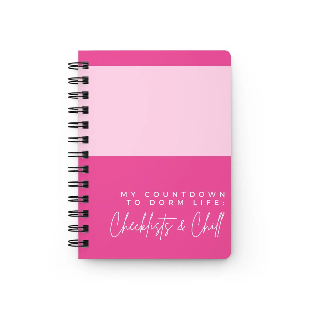 Pink Spiral Bound Journal - Countdown to Dorm Life - Checklists & Chill - One Size - Paper products