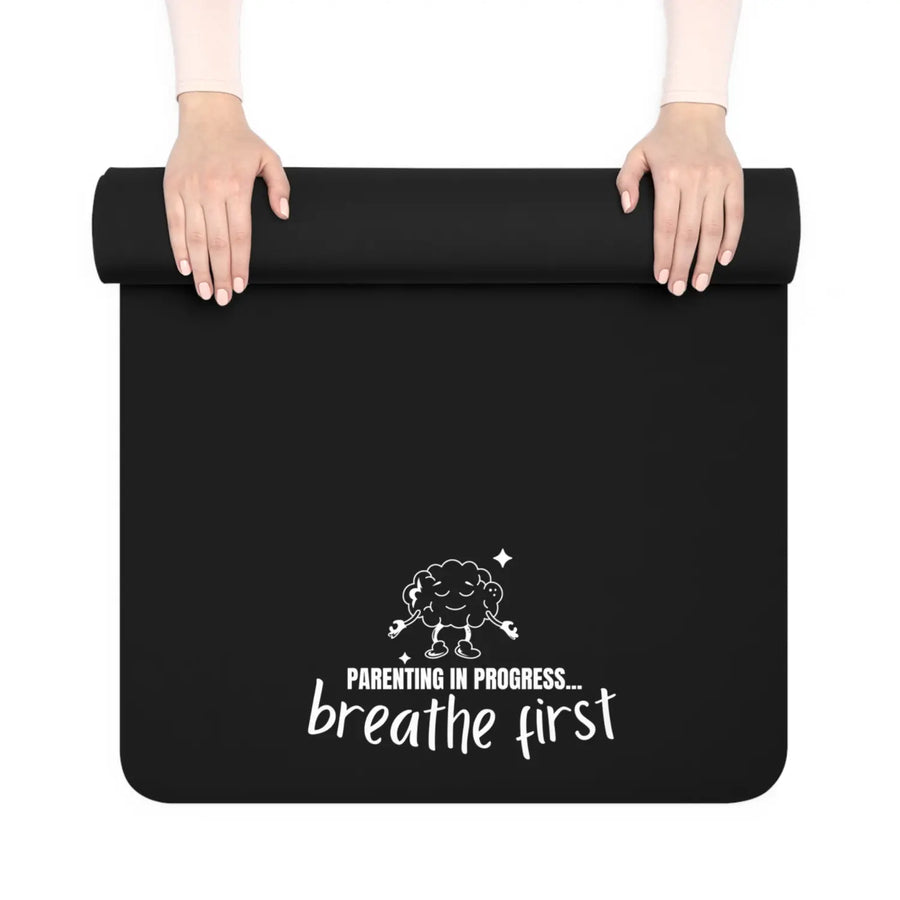 Premium Rubber Yoga Mat - Breathe First Non-Slip Exercise Fitness Home Meditation Gift for Lovers - 24” x 72” - Decor