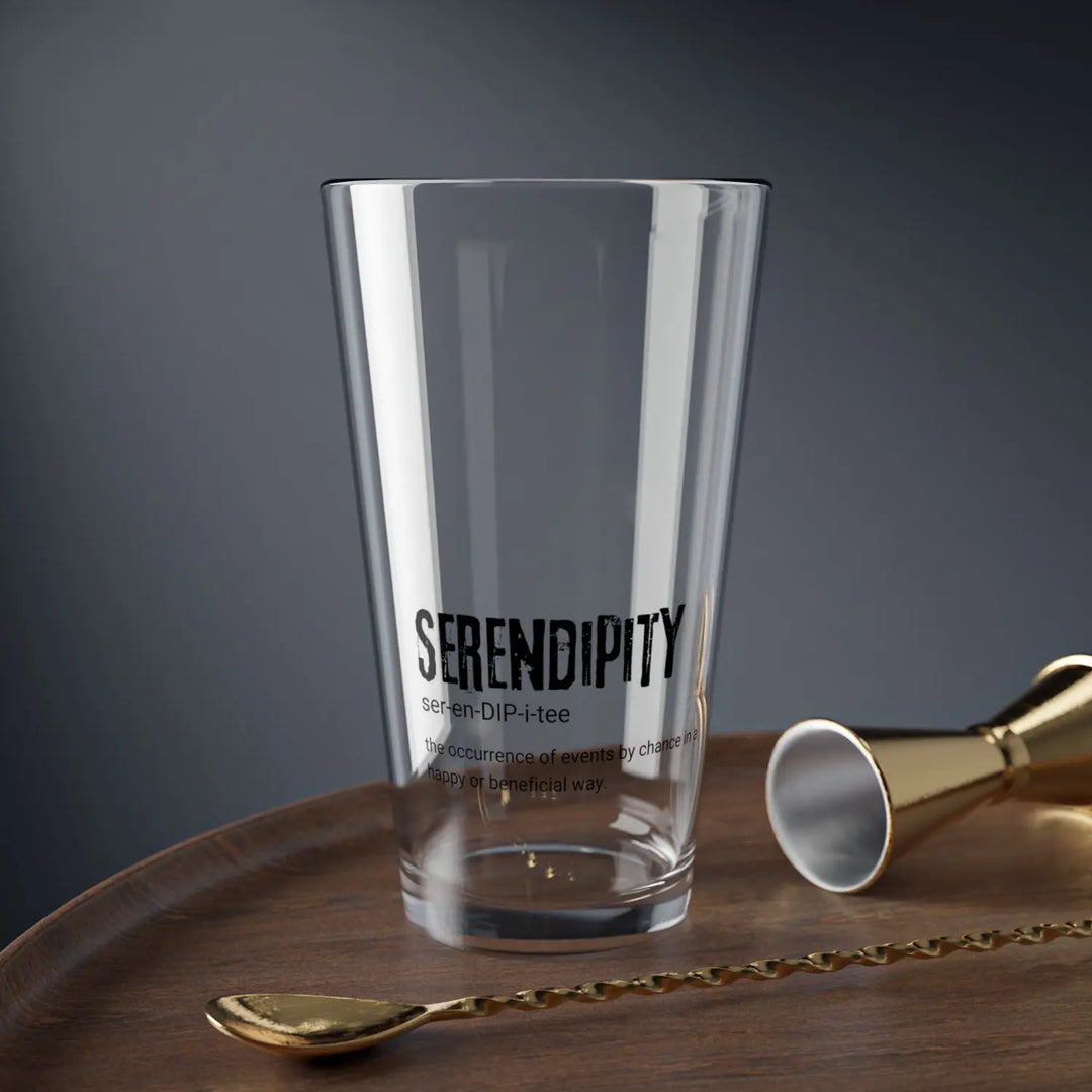 Serendipity Mixing Glass 16oz | Perfect for Cocktails Gift Home Bar Lovers Unique Glassware Cheers to Happiness - Mug