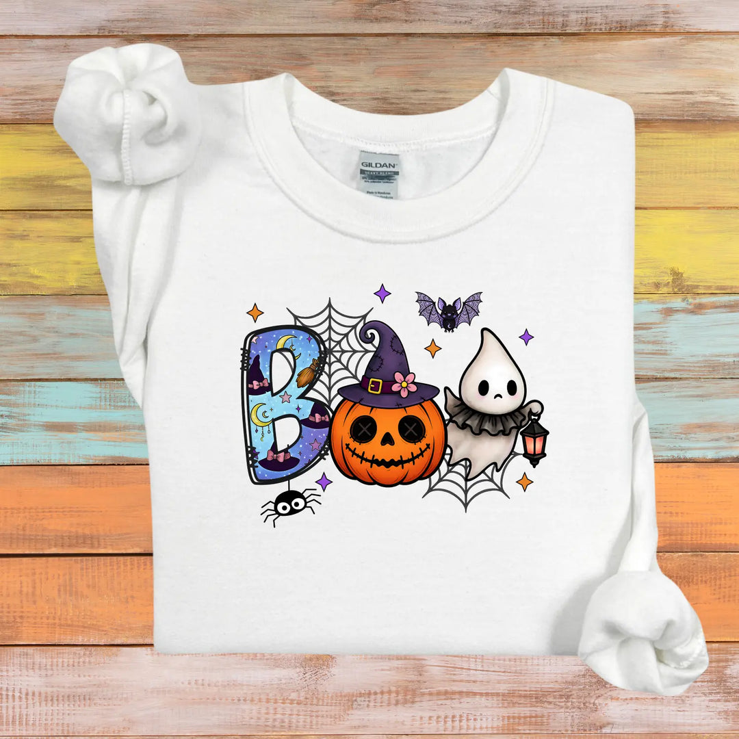 Spooky Season Boo Halloween Pumpkin Ghost Unisex Crewneck Sweatshirt Cozy Fall Apparel Gift Costume Autumn