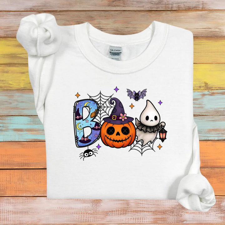 Spooky Season Boo Halloween Pumpkin Ghost Unisex Crewneck Sweatshirt Cozy Fall Apparel Gift Costume Autumn