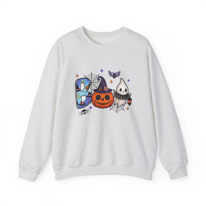 Spooky Season Boo Halloween Pumpkin Ghost Unisex Crewneck Sweatshirt Cozy Fall Apparel Gift Costume Autumn Ash / S