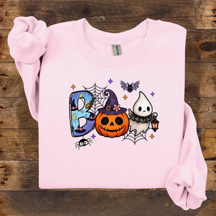 Spooky Season Boo Halloween Pumpkin Ghost Unisex Crewneck Sweatshirt Cozy Fall Apparel Gift Costume Autumn