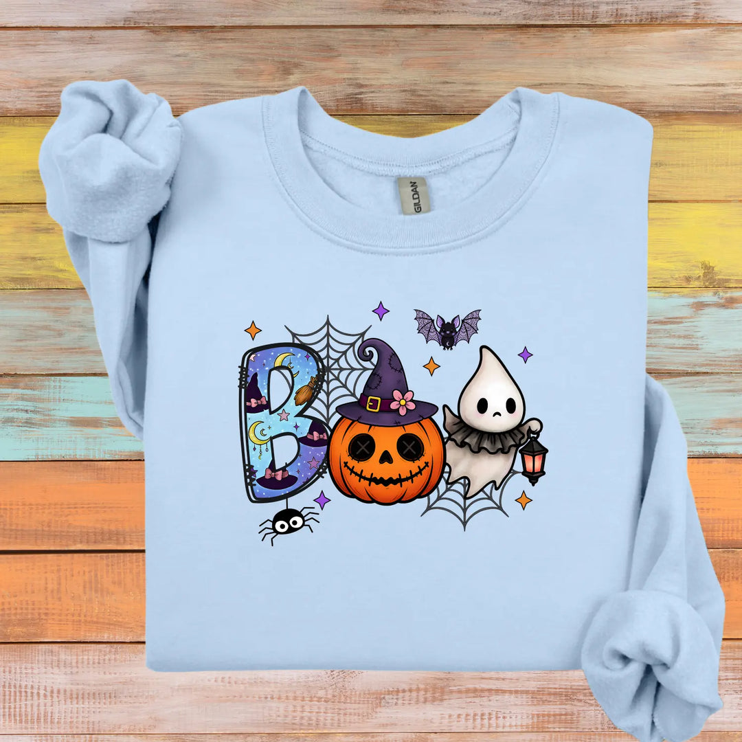 Spooky Season Boo Halloween Pumpkin Ghost Unisex Crewneck Sweatshirt Cozy Fall Apparel Gift Costume Autumn