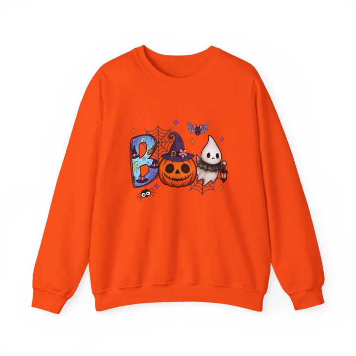 Spooky Season Boo Halloween Pumpkin Ghost Unisex Crewneck Sweatshirt Cozy Fall Apparel Gift Costume Autumn Orange / S