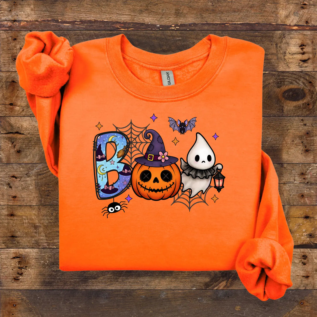 Spooky Season Boo Halloween Pumpkin Ghost Unisex Crewneck Sweatshirt Cozy Fall Apparel Gift Costume Autumn
