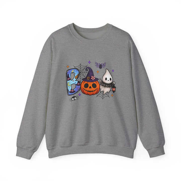 Spooky Season Boo Halloween Pumpkin Ghost Unisex Crewneck Sweatshirt Cozy Fall Apparel Gift Costume Autumn Graphite