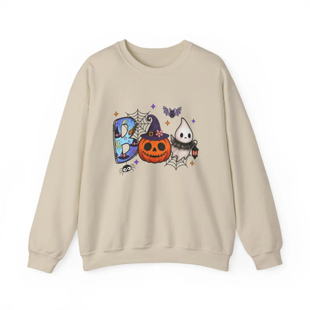 Spooky Season Boo Halloween Pumpkin Ghost Unisex Crewneck Sweatshirt Cozy Fall Apparel Gift Costume Autumn Sand / S