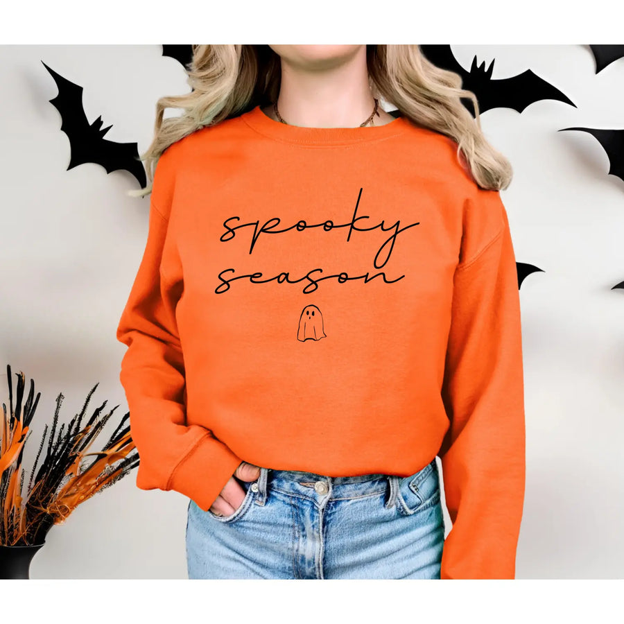Spooky Season Sweatshirt Cozy Unisex Crewneck for Fall Halloween Apparel Gift Ideas Friends Trendy Lounge Wear Seasonal