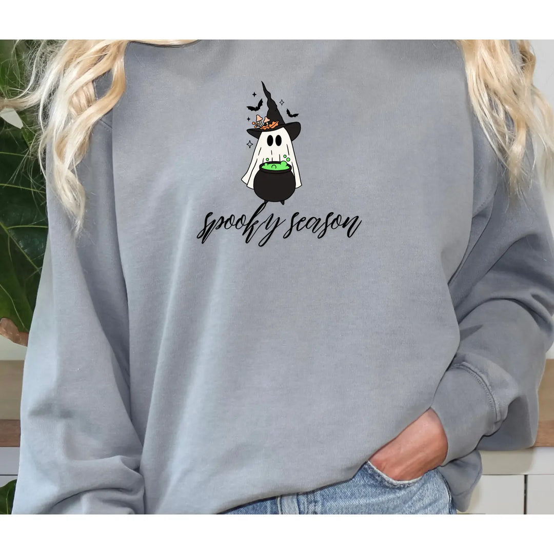 Spooky Vibes Unisex Sweatshirt Halloween Ghost Design Cozy Fall Fashion Perfect for Gifting Lover’s Gift Wardrobe