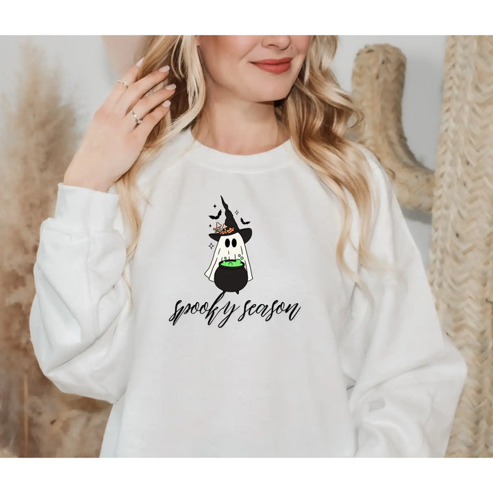 Spooky Vibes Unisex Sweatshirt Halloween Ghost Design Cozy Fall Fashion Perfect for Gifting Lover’s Gift Wardrobe