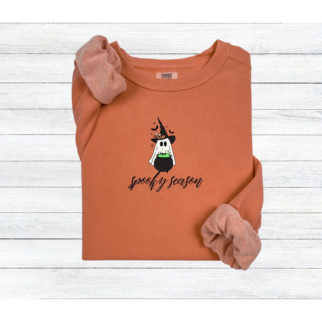 Spooky Vibes Unisex Sweatshirt Halloween Ghost Design Cozy Fall Fashion Perfect for Gifting Lover’s Gift Wardrobe