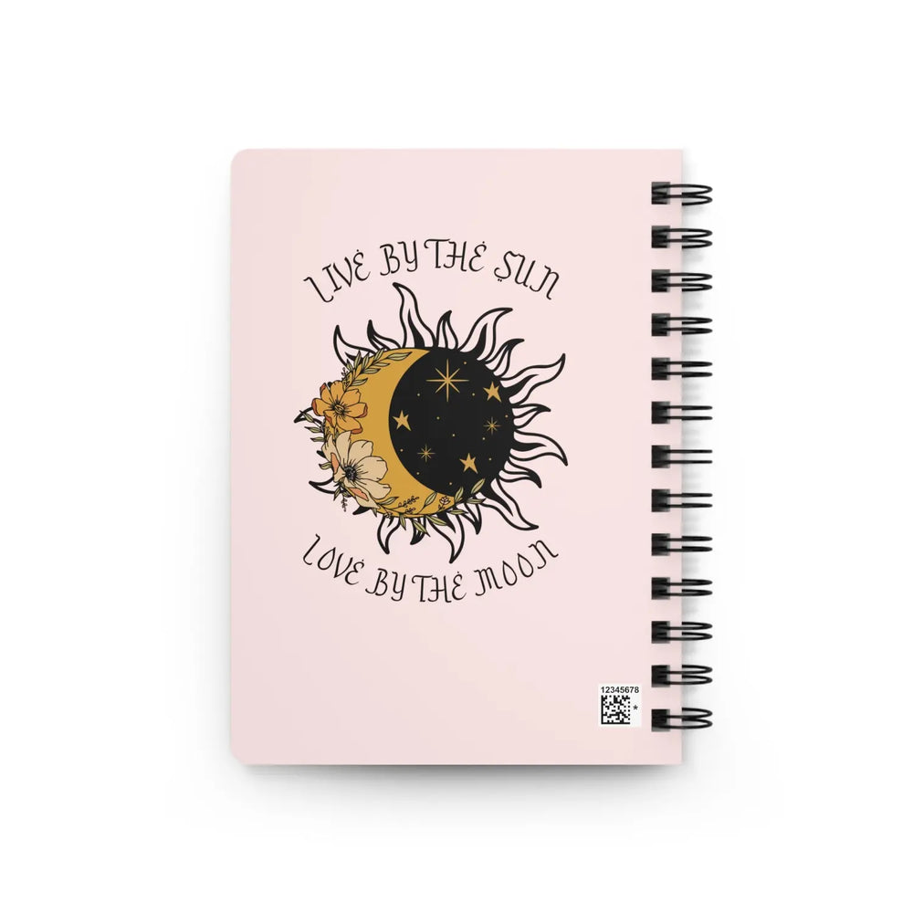 Sun and Moon Inspirational Spiral Bound Journal – ’Live by the Love Moon,’ Motivational Gift for Reflection &
