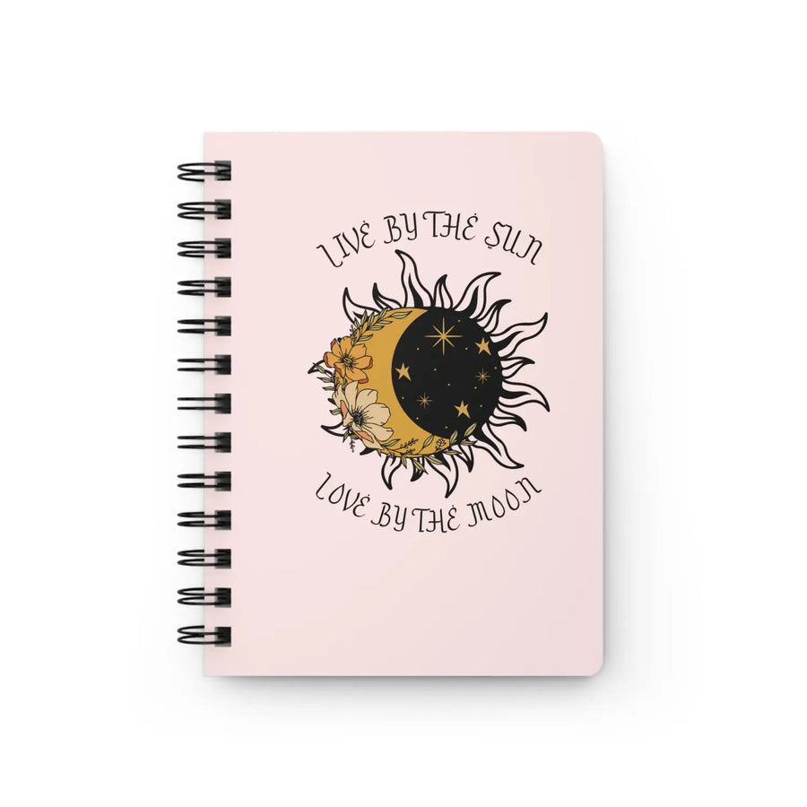 Sun and Moon Inspirational Spiral Bound Journal – ’Live by the Love Moon,’ Motivational Gift for Reflection &