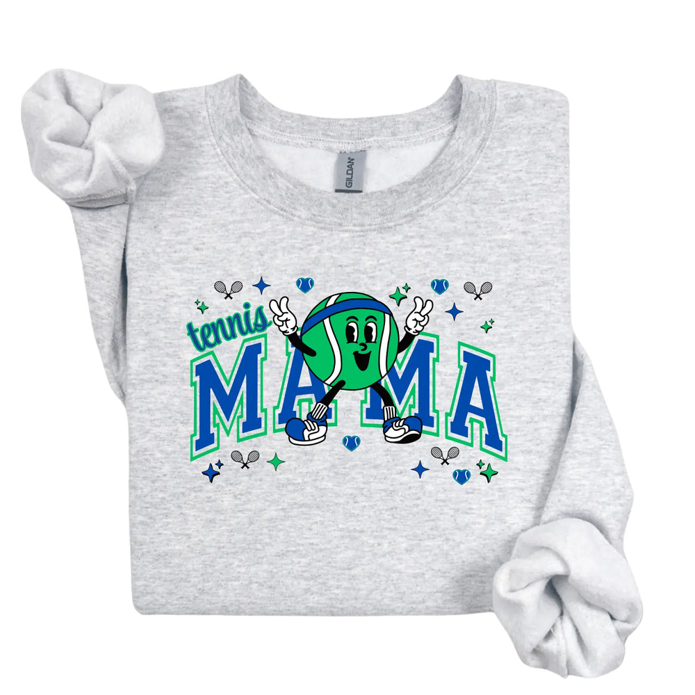 Tennis Mama Sweatshirt Cozy Unisex Crewneck Perfect Gift for Sports Moms Great Birthdays Mother’s Day Casual Wear