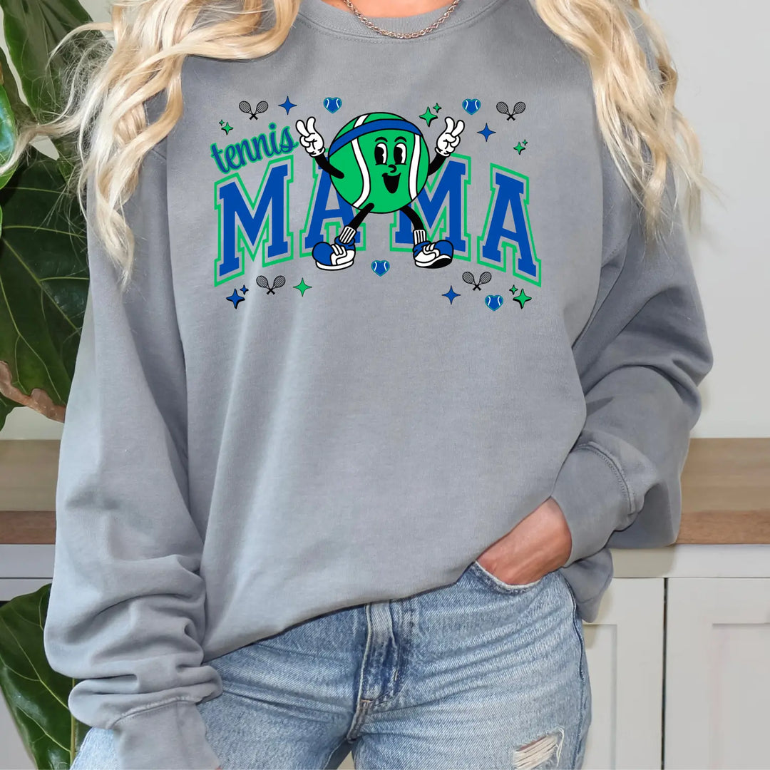 Tennis Mama Sweatshirt Cozy Unisex Crewneck Perfect Gift for Sports Moms Great Birthdays Mother’s Day Casual Wear