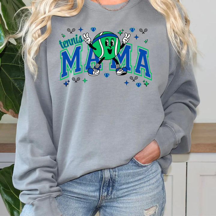 Tennis Mama Sweatshirt Cozy Unisex Crewneck Perfect Gift for Sports Moms Great Birthdays Mother’s Day Casual Wear
