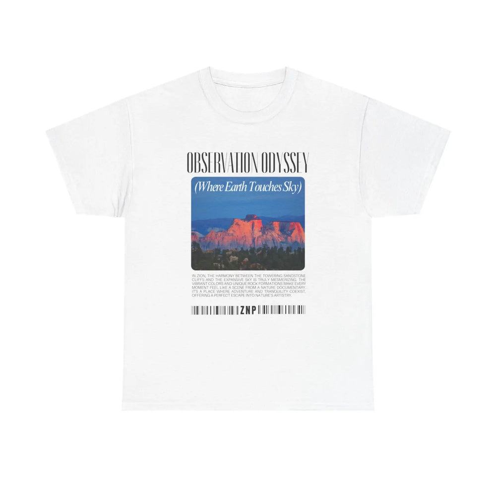 Observation Odyssey Unisex Heavy Cotton Tee - Nature-Inspired Graphic T-Shirt - Zion Park Angels Envy - White / S