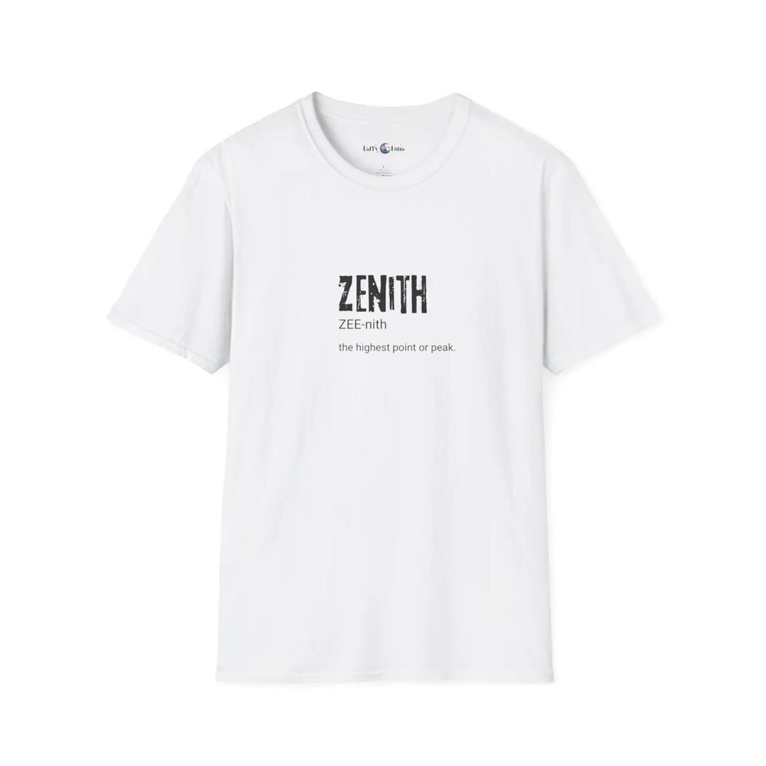 Zenith Unisex Softstyle T-Shirt - Motivational Graphic Tee Perfect for Everyday Wear Gift Graduations Birthdays