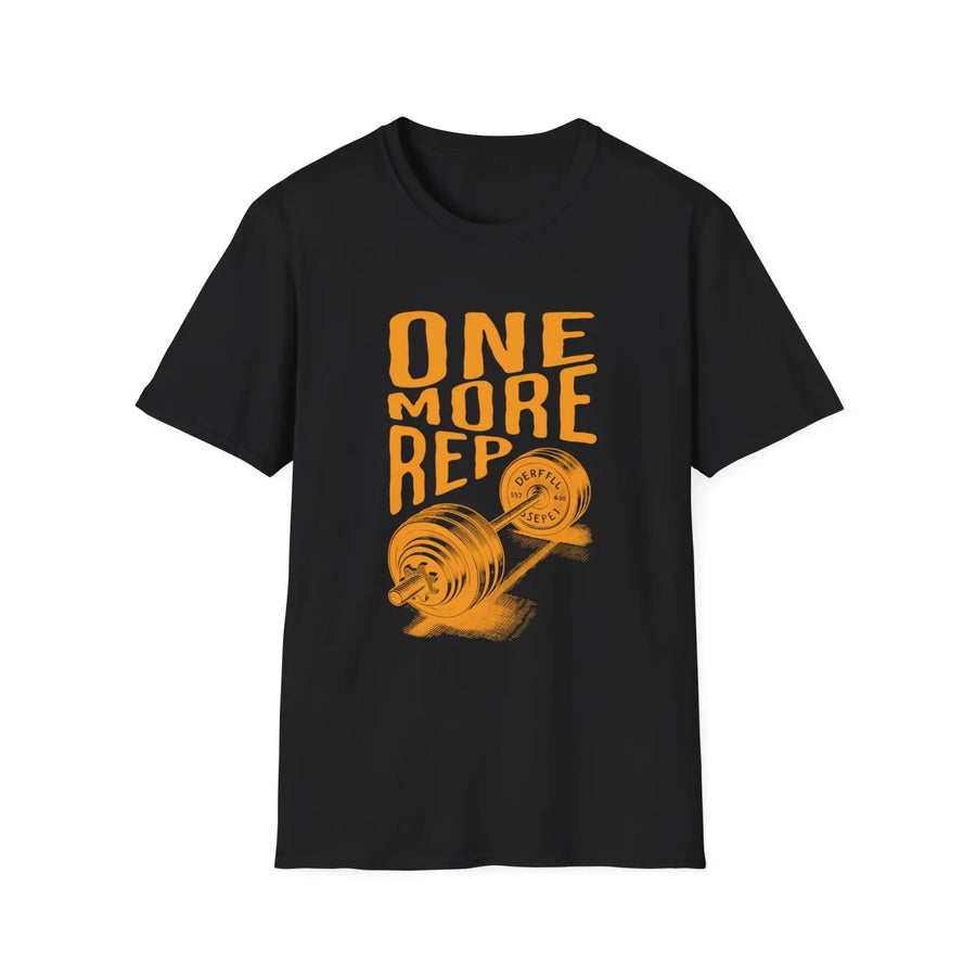 Fitness Motivation Unisex Softstyle T-Shirt - ’One More Rep’ - XS / Black