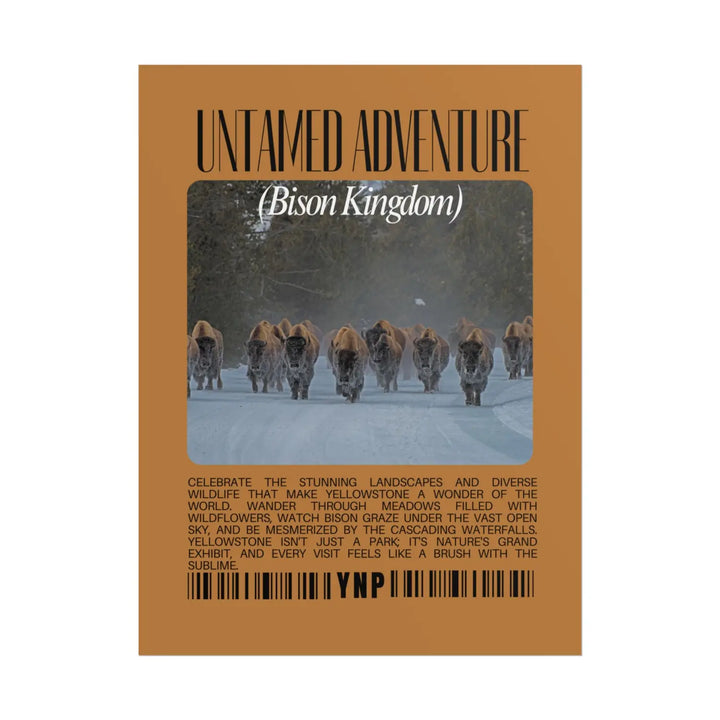Yellowstone Untamed Adventure Rolled Poster - Bison Kingdom Nature Decor - Perfect Landscape Art and Hiker Gift - 6’’ x