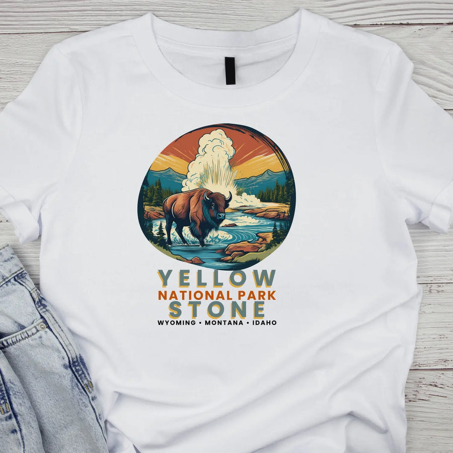 Vintage National Park Tee Yellowstone Graphic T-Shirt Outdoor Adventure Shirt Nature Lover Gift Travel Souvenir