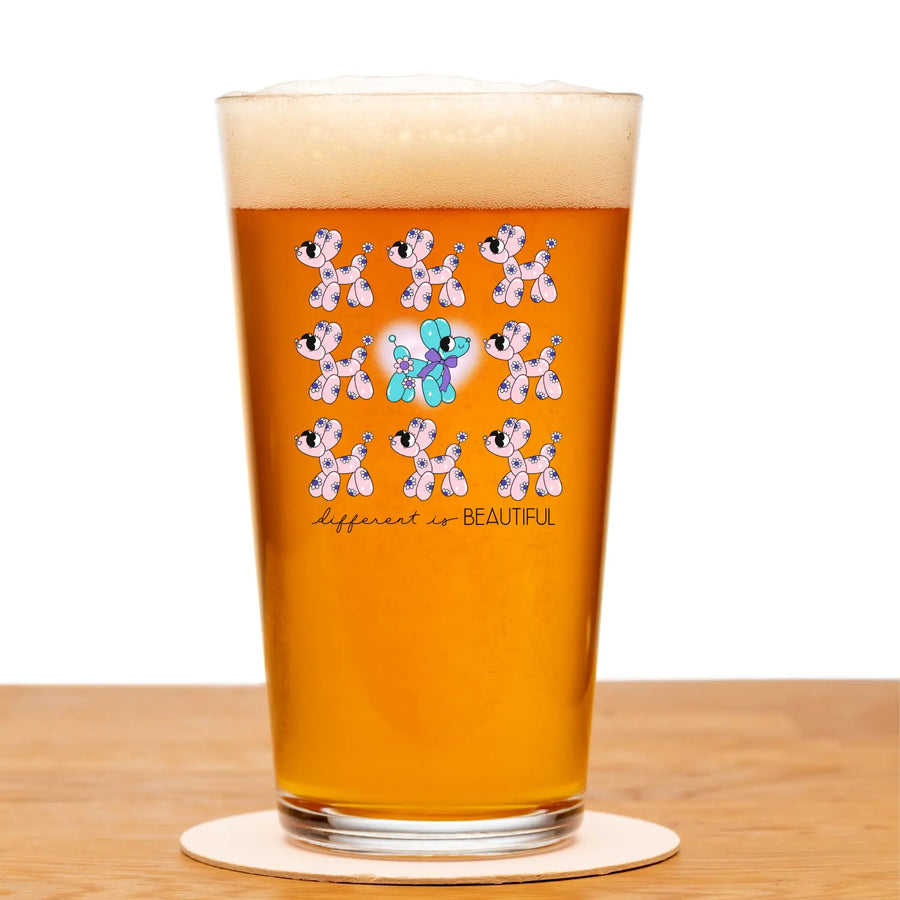 Whimsical Mixing Glass with Poodles | 16oz Unique Gift Fun Drinkware Dog Lover’s Mug Cute Pet Design Custom Glassware