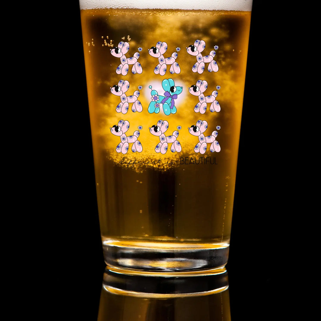 Whimsical Mixing Glass with Poodles | 16oz Unique Gift Fun Drinkware Dog Lover’s Mug Cute Pet Design Custom Glassware