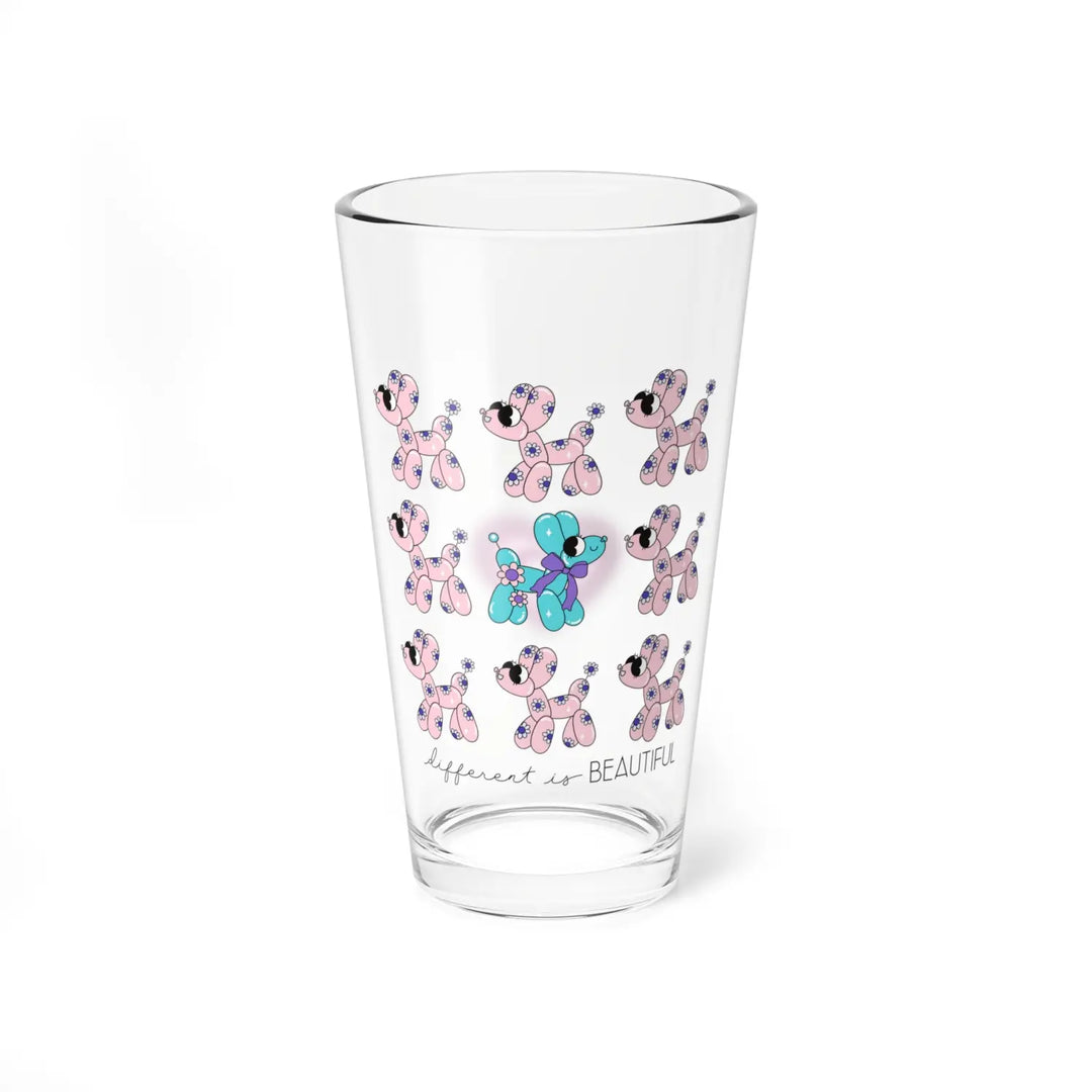 Whimsical Mixing Glass with Poodles | 16oz Unique Gift Fun Drinkware Dog Lover’s Mug Cute Pet Design Custom Glassware