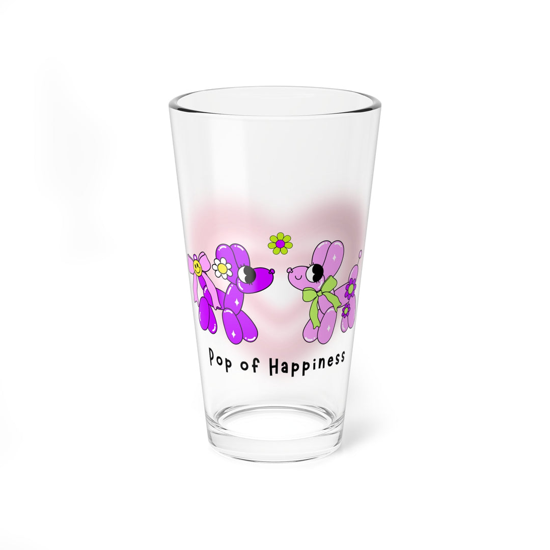 Whimsical Mixing Glass with ’Pop of Happiness’ Design Fun Drinkware Cute Gift for Dog Lovers Kitchen Decor Summer Party