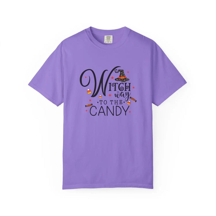Witch Way to the Candy T Shirt Unisex Halloween Tee Spooky Seasonal Apparel Trick or Treat Fun Gift for Lovers Witchy