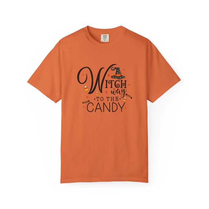 Witch Way to the Candy T Shirt Unisex Halloween Tee Spooky Seasonal Apparel Trick or Treat Fun Gift for Lovers Witchy