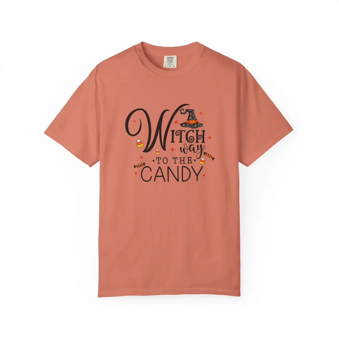 Witch Way to the Candy T Shirt Unisex Halloween Tee Spooky Seasonal Apparel Trick or Treat Fun Gift for Lovers Witchy