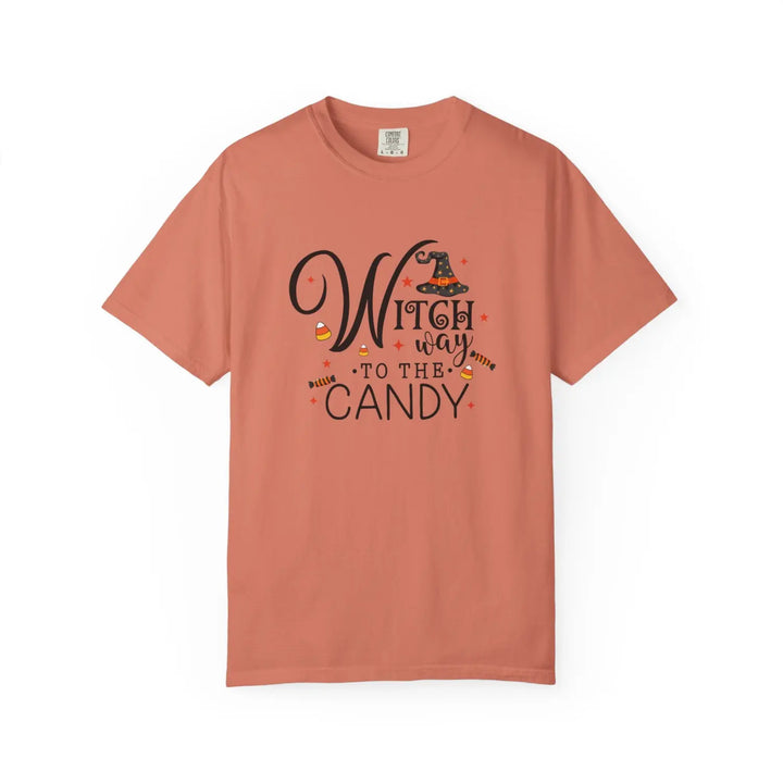 Witch Way to the Candy T Shirt Unisex Halloween Tee Spooky Seasonal Apparel Trick or Treat Fun Gift for Lovers Witchy