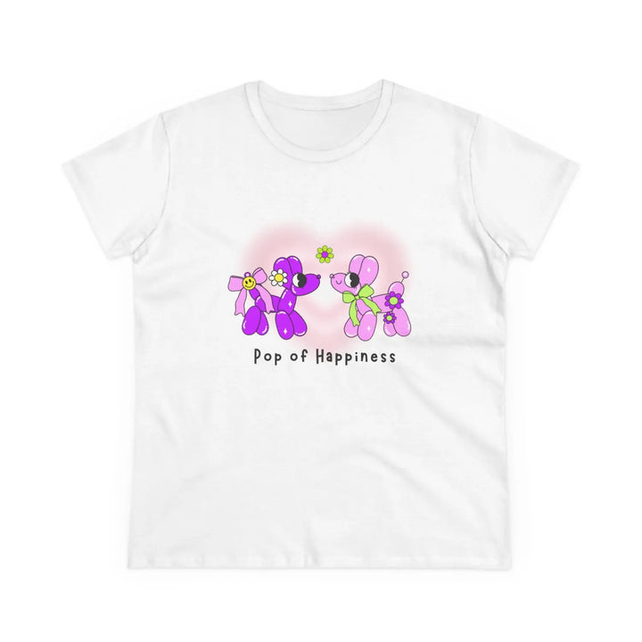 Women’s Cotton Tee - Pop of Happiness Cute Gift for Her Casual Spring Style - S / White - T-Shirt