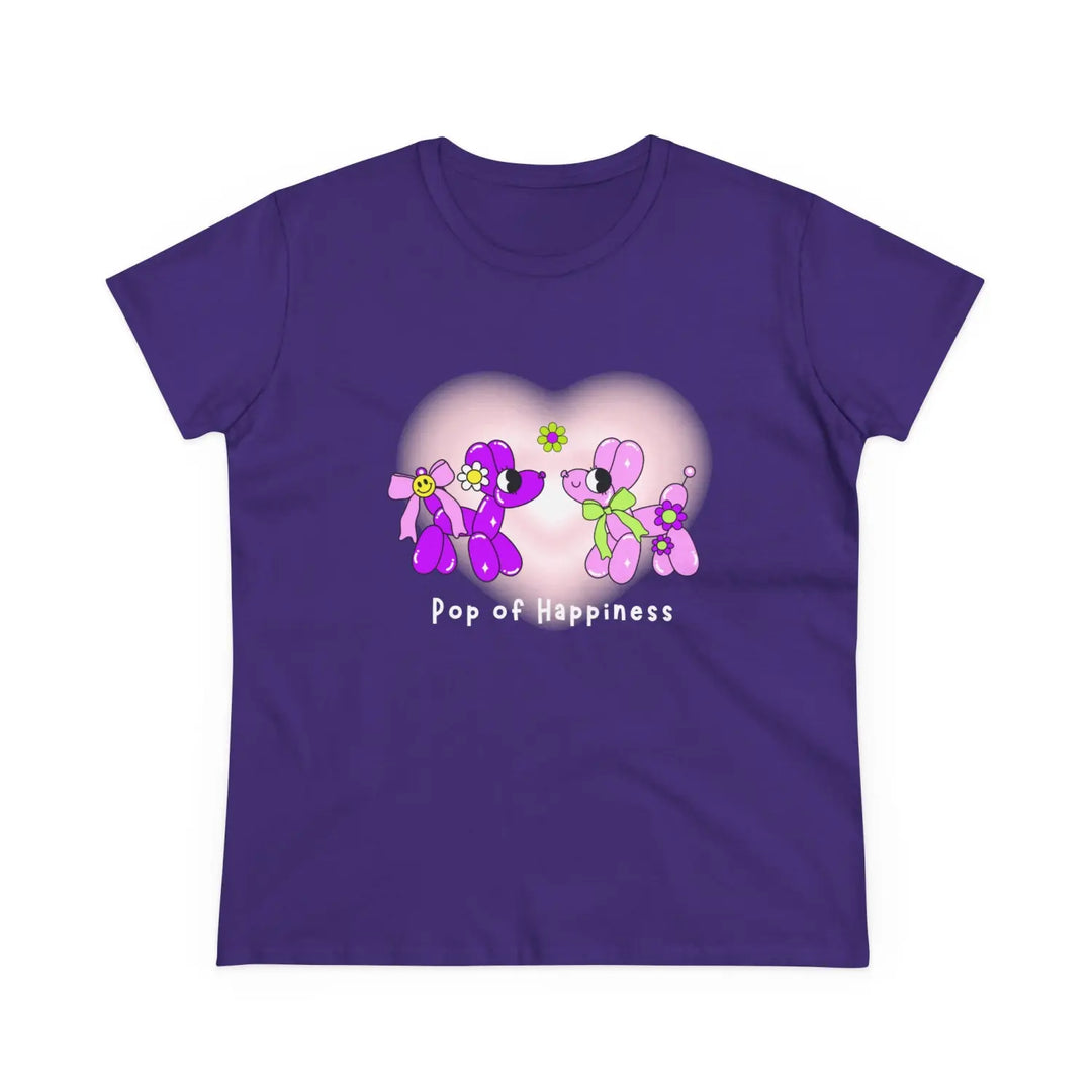 Women’s Cotton Tee - Pop of Happiness Cute Gift for Her Casual Spring Style - S / Purple - T-Shirt