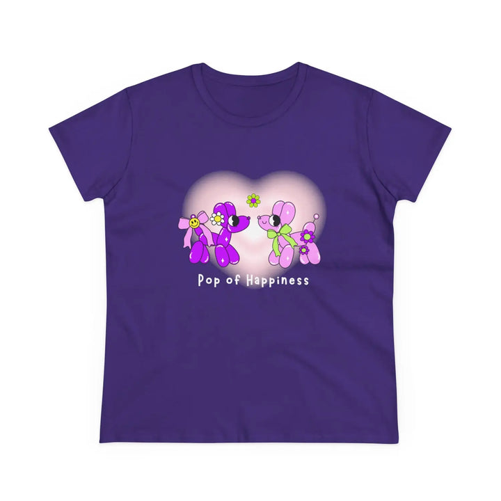 Women’s Cotton Tee - Pop of Happiness Cute Gift for Her Casual Spring Style - S / Purple - T-Shirt