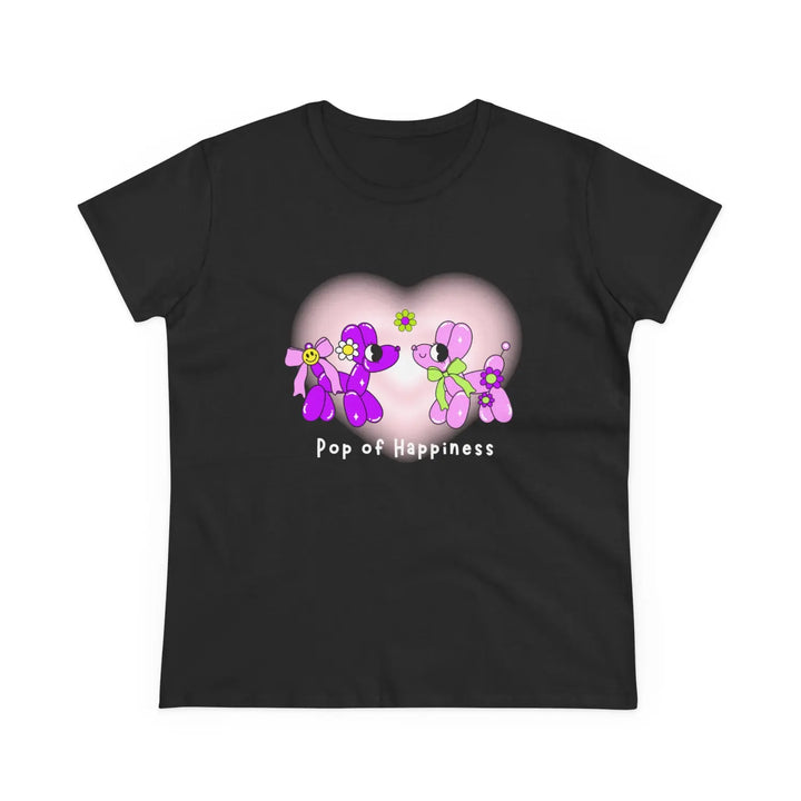 Women’s Cotton Tee - Pop of Happiness Cute Gift for Her Casual Spring Style - S / Black - T-Shirt