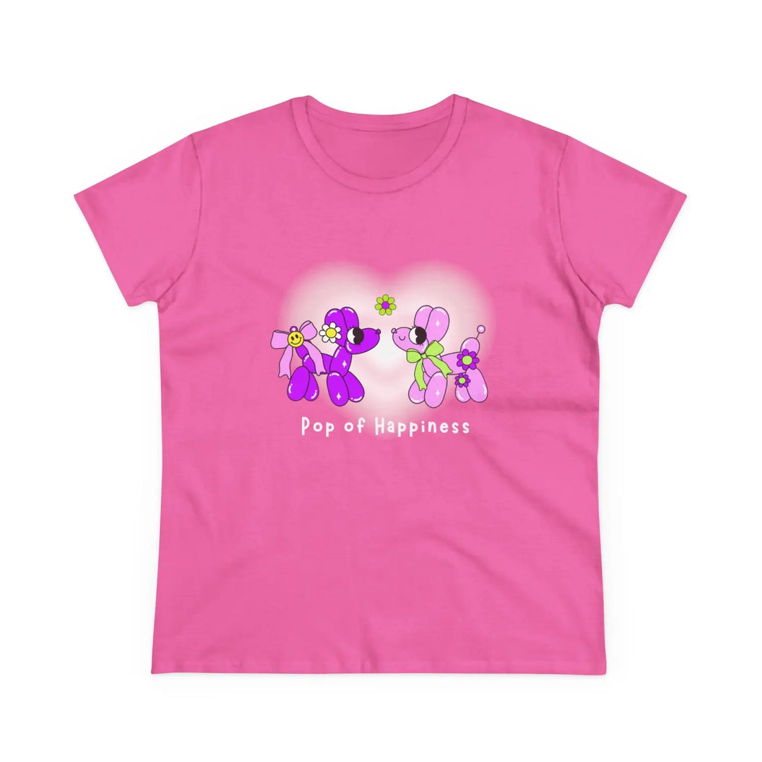 Women’s Cotton Tee - Pop of Happiness Cute Gift for Her Casual Spring Style - S / Azalea - T-Shirt