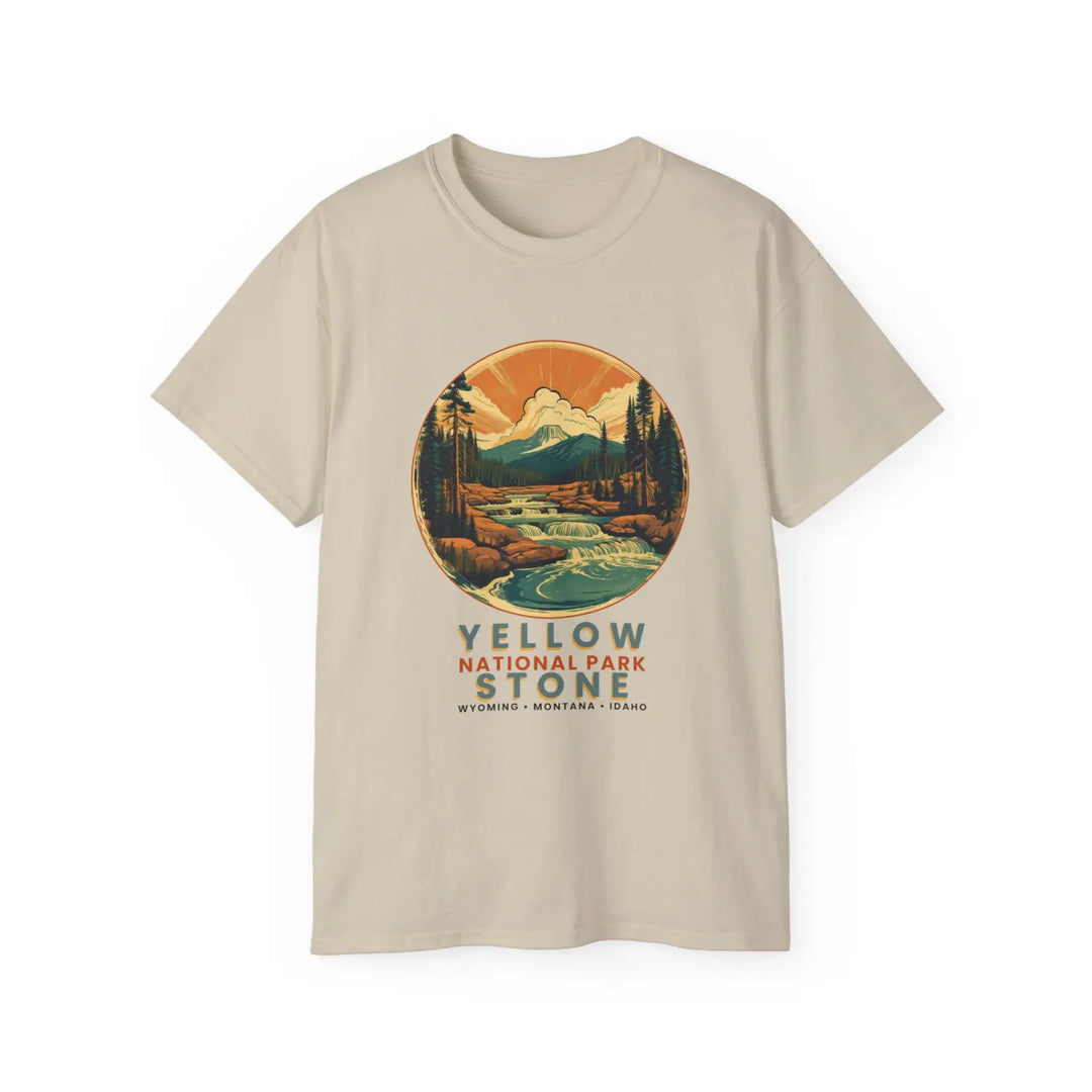 Yellowstone National Park Adventure Tee Nature Lover Shirt Unisex Cotton Travel Gift Outdoor Enthusiast Apparel - Sand