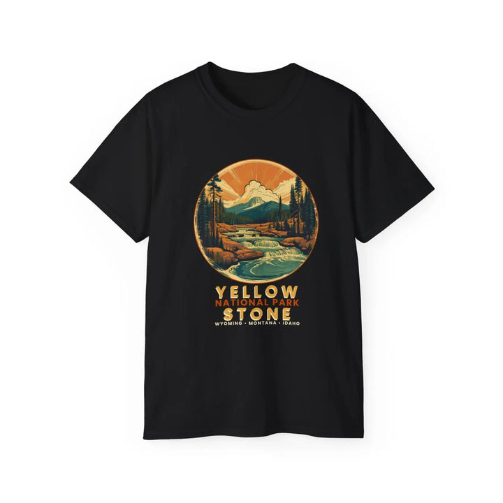 Yellowstone National Park Adventure Tee Nature Lover Shirt Unisex Cotton Travel Gift Outdoor Enthusiast Apparel - Black