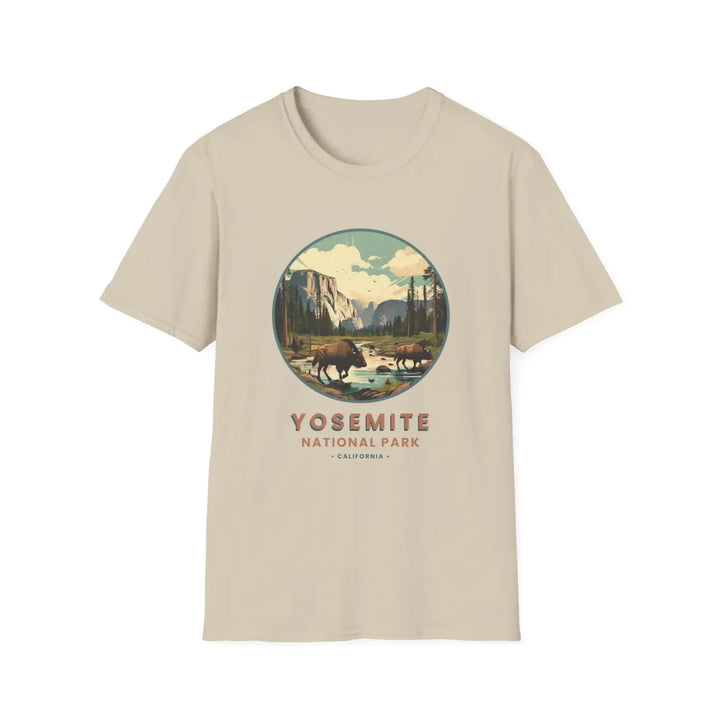 Yosemite National Park Vintage Unisex T-Shirt Eco-Friendly Nature Lover Gift - S / Sand