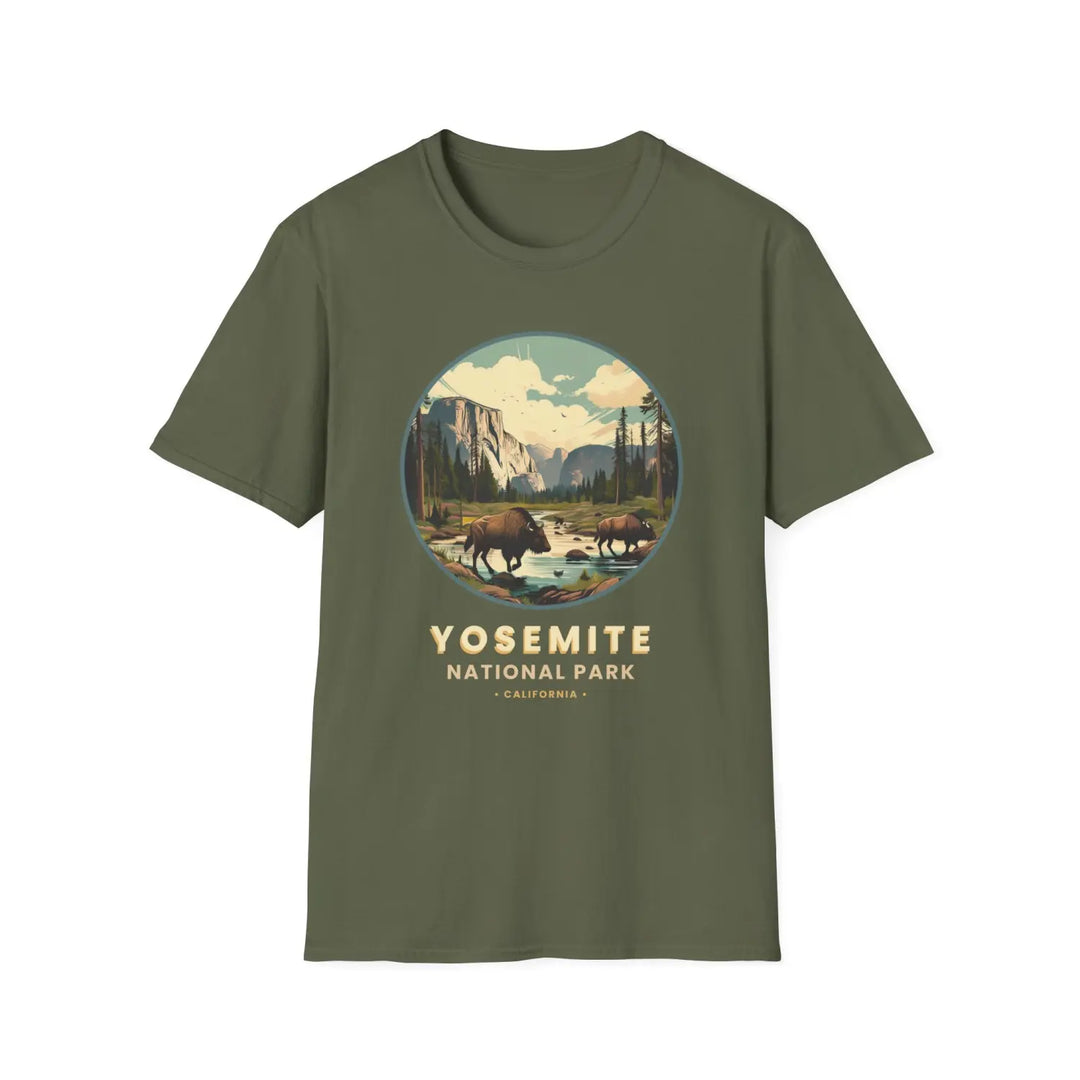 Yosemite National Park Vintage Unisex T-Shirt Eco-Friendly Nature Lover Gift - S / Military Green
