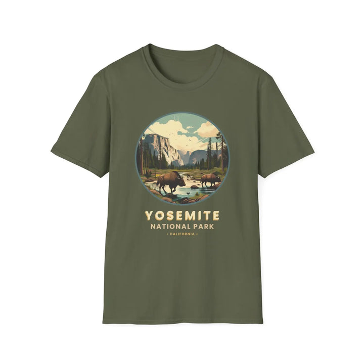 Yosemite National Park Vintage Unisex T-Shirt Eco-Friendly Nature Lover Gift - S / Military Green