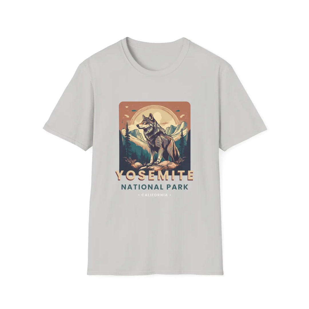 Yosemite Wolf Graphic T-Shirt Nature Lover Gift Outdoor Adventure Tee Travel Apparel National Park Souvenir - S / Ice
