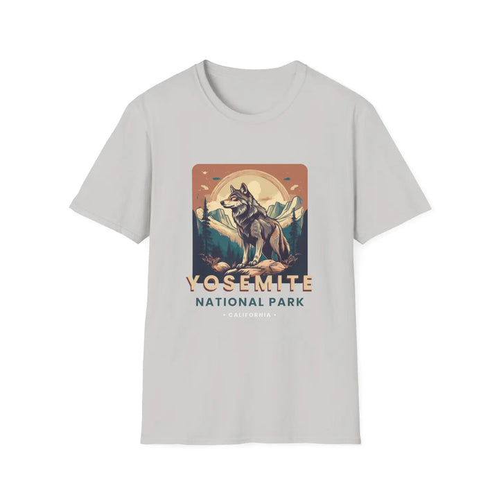 Yosemite Wolf Graphic T-Shirt Nature Lover Gift Outdoor Adventure Tee Travel Apparel National Park Souvenir - S / Ice