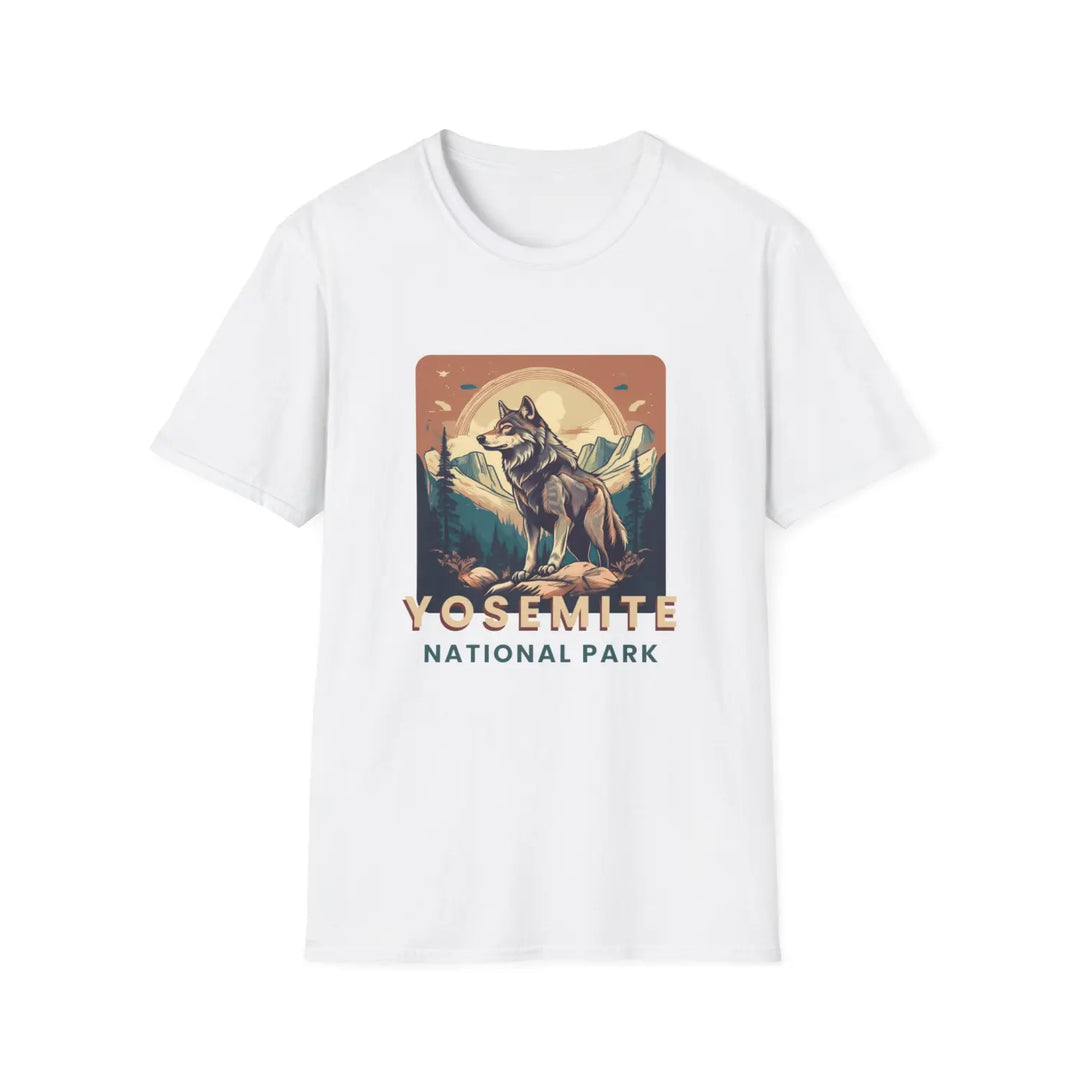 Yosemite Wolf Graphic T-Shirt Nature Lover Gift Outdoor Adventure Tee Travel Apparel National Park Souvenir - XS / White