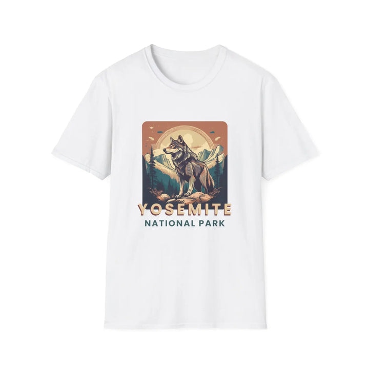 Yosemite Wolf Graphic T-Shirt Nature Lover Gift Outdoor Adventure Tee Travel Apparel National Park Souvenir - XS / White